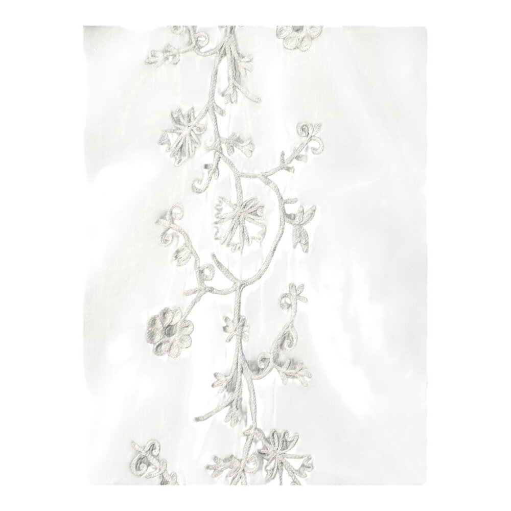 Martha Stewart White Embroidered Cotton Table Runner Console Tablecloth  60" X 3